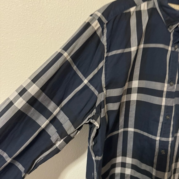 Burberry Brit Nelson Check Long Sleeve Sport Button Down Shirt Navy Trim Fit-XXL - Picture 6 of 12